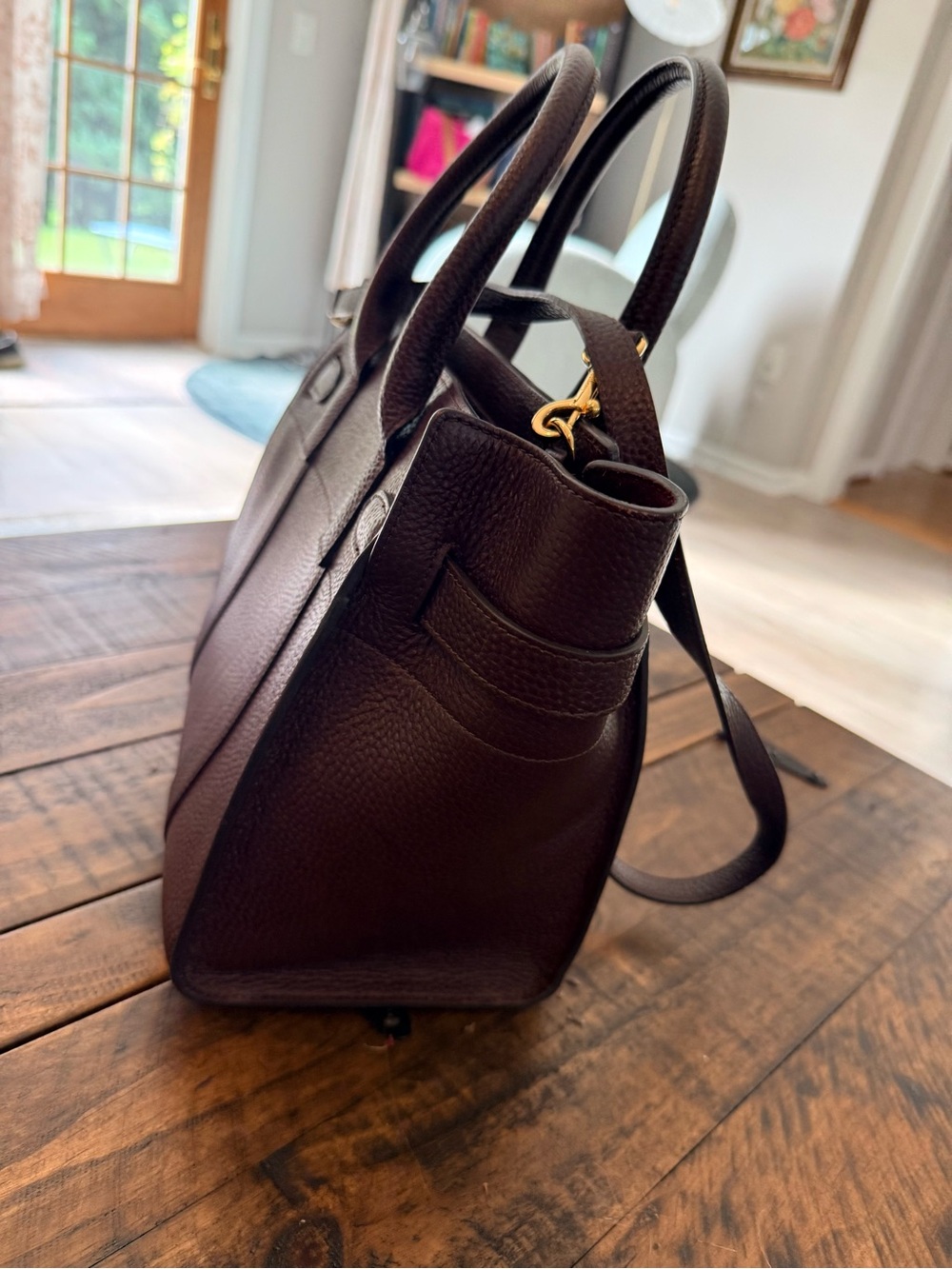 Mulberry Small Bayswater Leather Satchel in Plum - Picture 5 of 8